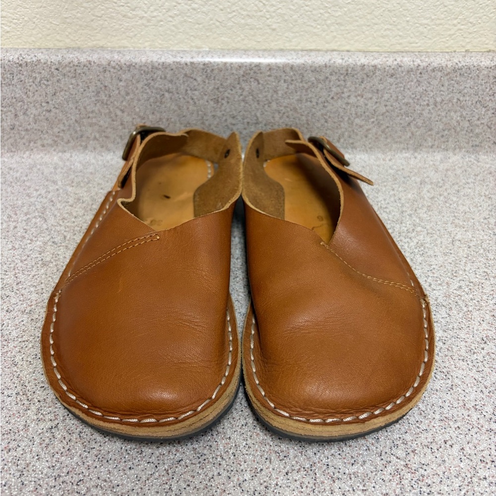 Women's Tan Leather Slip-On Mules